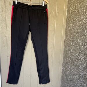 The Set Black Track Pants with rainbow side Stripes